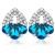 Platinum plated dream blue crystal fancy 3 leaf flower earrings