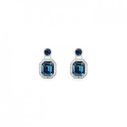 Premium quality platinum plated stylish Blue swiss CZ diamonds earring