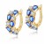 Premium Quality Yellow Gold plated blue CZ diamonds earrings (Mona lisa Style)