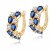Premium Quality Yellow Gold plated navy blue CZ diamonds earrings (Mona lisa Style)