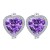 High quality platinum plated stylish purple swiss CZ diamonds cute heart earring