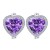 High quality platinum plated stylish purple swiss CZ diamonds cute heart earring