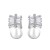 High quality platinum plated white swiss CZ diamonds pearl feather drop earring