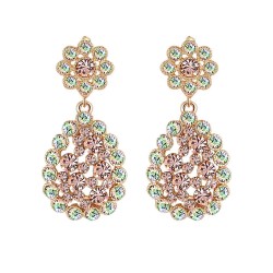 High quality platinum plated with multicolor swiss CZ diamonds dew drop earrings