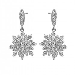 High quality platinum plated with white swiss CZ diamonds beauty flower earrings