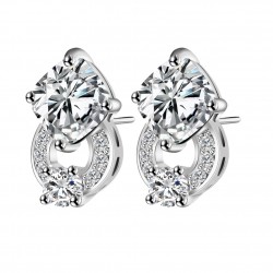 High quality platinum plated with white swiss CZ diamonds delicate Ethnic Beauty earrings