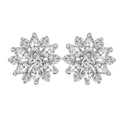 High quality platinum plated with white swiss CZ diamonds delicate love mist earrings