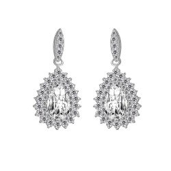 High quality platinum plated with white swiss CZ diamonds delicate water drop earrings