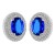 Premium quality platinum plated blue mico inlay swiss CZ diamonds oval earrings