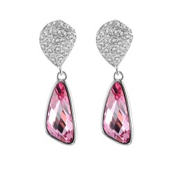 Premium quality platinum plated pink and white SWAROVSKI ELEMENT long earrings