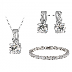 Premium quality Platinum plated White swiss CZ diamond .925 sterling silver tiny round pendant earrings and bracelet
