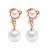 Premium quality rose gold plated white simulated pearl and zircon flower drop earrings