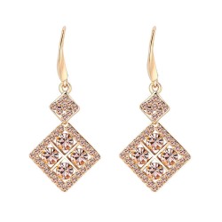 Premium quality rose gold plated with golden swiss CZ diamonds cute square drop earrings