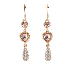 Premium quality Rose gold plated with golden swiss CZ diamonds peacock long drop earrings