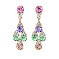 Premium quality rose  gold plated with multicolor swiss CZ diamonds rainbow earrings
