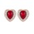 Premium quality Rose gold plated with red and white swiss CZ diamonds cute heart earrings