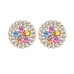 Premium quality Yellow gold plated with multicolor swiss CZ diamonds elegant round earrings