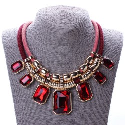 Modern Lace Pendant with Royal Red Big Crystals