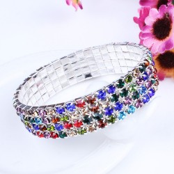 Multicolor crystals elastic fashion bracelet