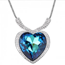 Original Titanic Heart Of Ocean platinum plated pendant ocean blue