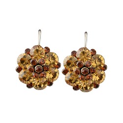 Platinum plated flower shape golden zircon ethnic earrings set