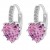 Platinum plated with pink heart shape crystal cute earrings 