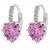 Platinum plated with pink heart shape crystal cute earrings 