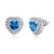 Premium quality platinum plated .925 sterling silver little heart earrings with bright blue swiss CZ diamonds 