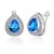 Premium quality platinum plated .925 sterling silver little leaf earrings with bright blue swiss CZ diamonds 