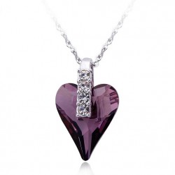 Premium quality Platinum plated with purple sweetheart Swarovski elements collar pendant