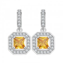 Premium quality Platinum plated yellow swiss CZ diamond and swarovski element .925 sterling silver beautiful drop earrings