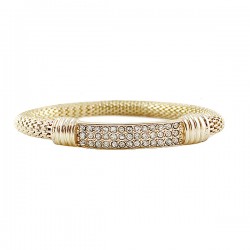 Yellow Gold plated clear crystals elastic bracelet