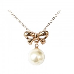 Yellow Gold plated with pearl bow style pendant 