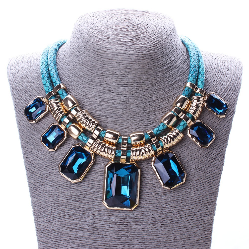 buy online necklace Set Exquisite trendy necklace with blue crystal crystal necklace set fashion necklace set crystal jewellery buyjewelleryonline.in
